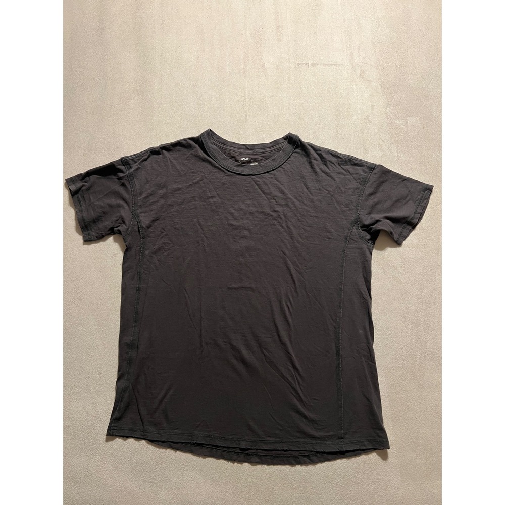 Aerie Oversized Distressed T-Shirt Charcoal Grey Short Sleeve Crew Neck Small